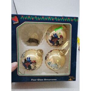 Disney Mickey Unlimited Goofy Donald Duck Christmas Krebs 3 Glass Ornaments USA